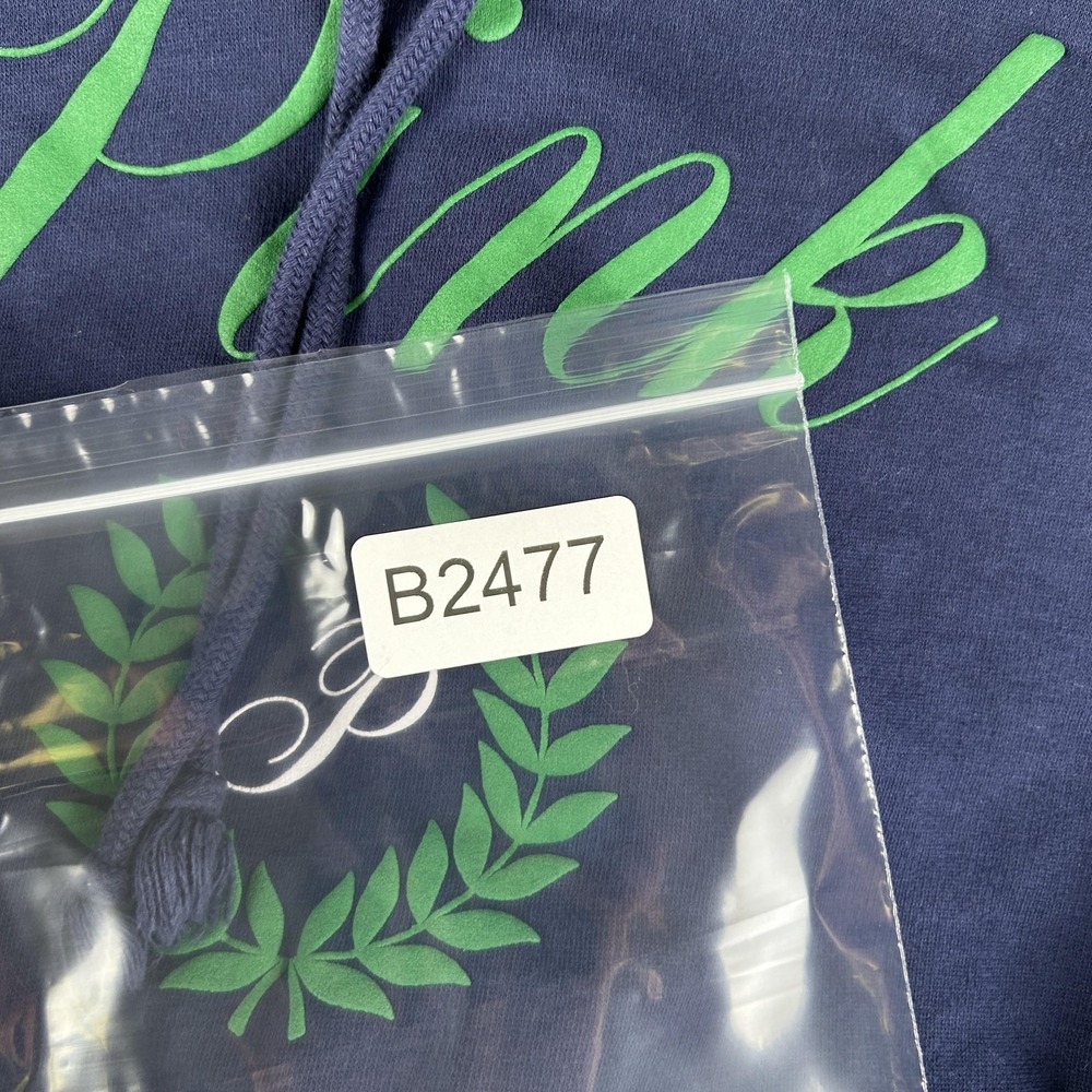 PINK Victoria's Secret Hoodie‎ Womens Medium Blue Cropped Fleece Logo Sweatshirt - Picture 9 of 9